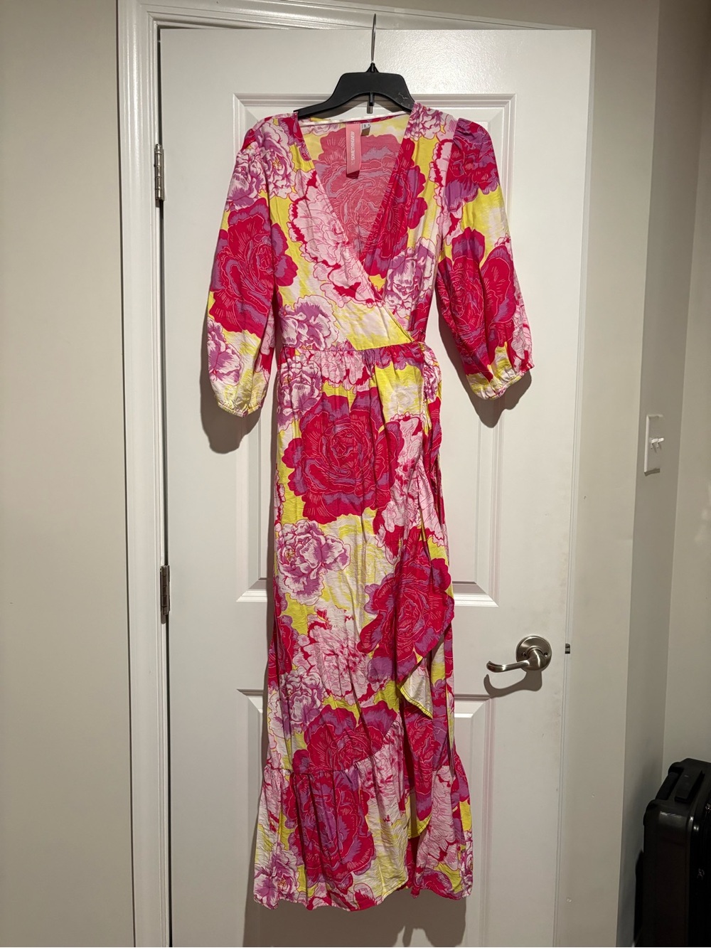 Floral Wrap Maxi Dress in Pink & Yellow